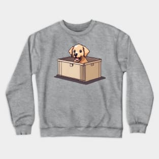 Cute dog in a box - pixel art Crewneck Sweatshirt